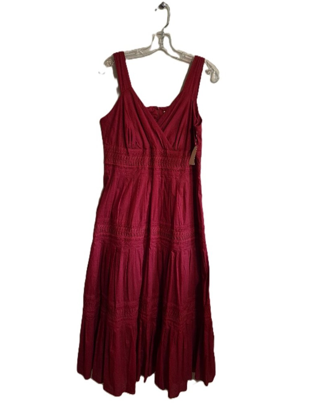 Coldwater Creek Three Tiered Red Sleeveless Maxi Prairie Flowy Dess
